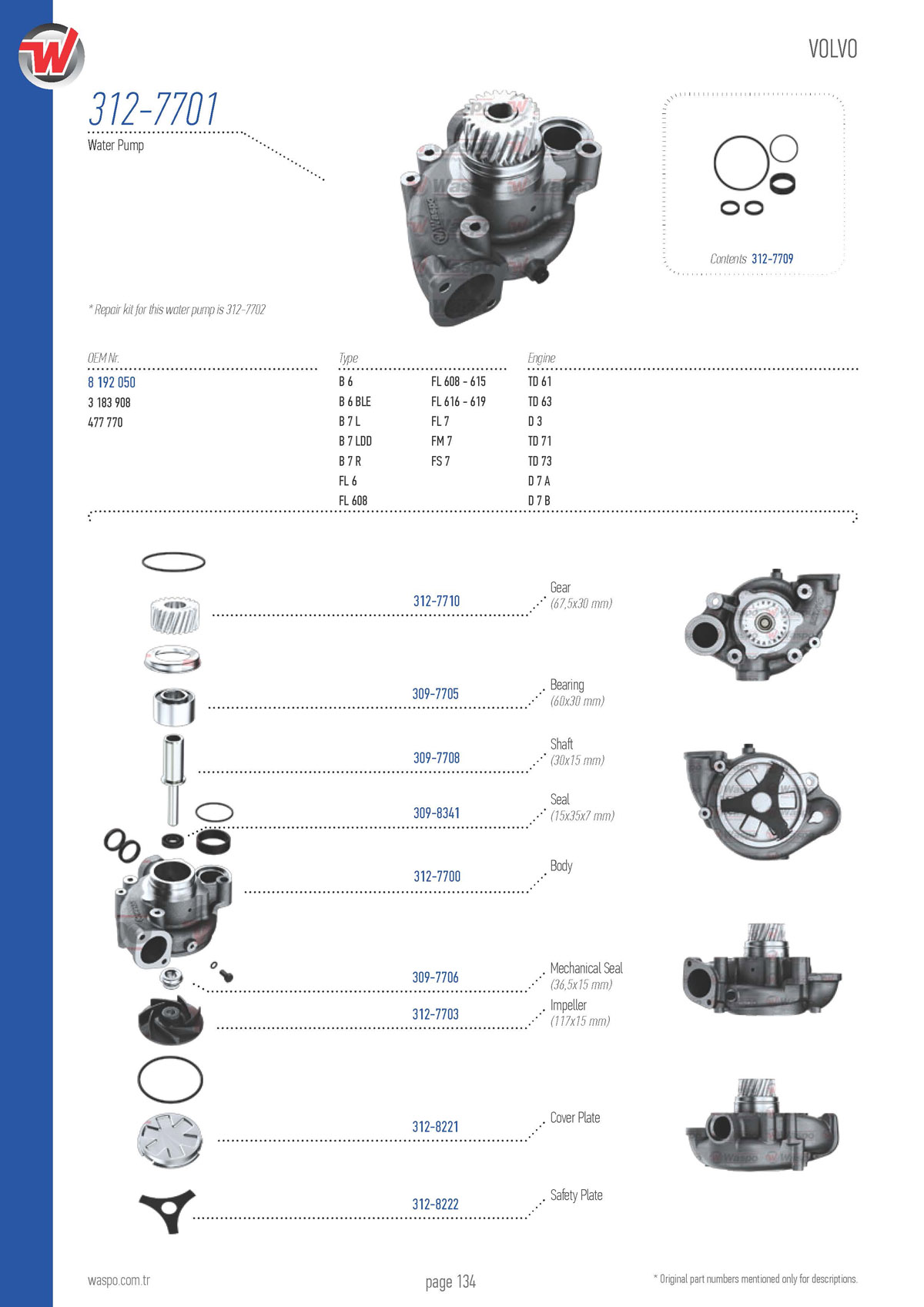 vmp-390354 VMPG-51106 - 312-7701 Water Pump | VMP Spares